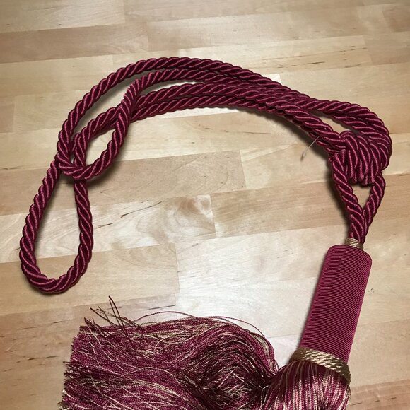 Vintage Rodeo Home Aurbergine Gold Curtain Braided Rope Tassel Drape Tieback 29" - Picture 4 of 6